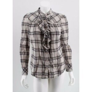 Anthropologie Fei Top Sz 10 Plaid Button Down